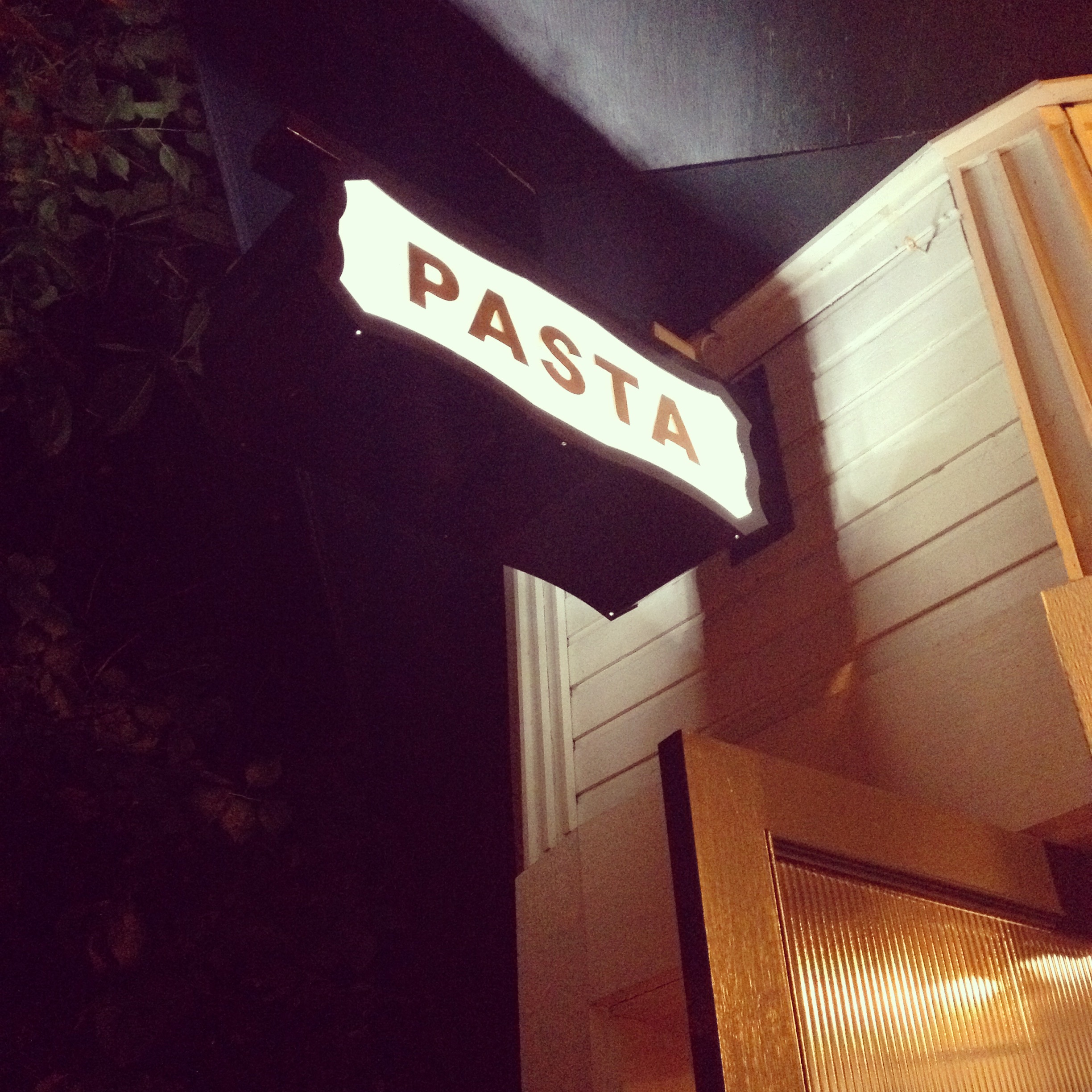 Pasta sign outside of Ask for Luigi